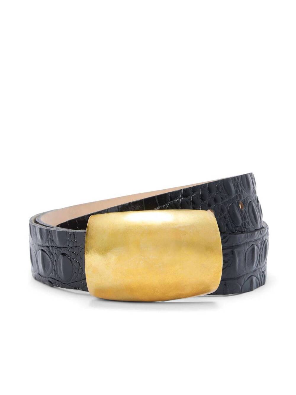 NEW L'AGENCE women's milou embossed belt in black croc